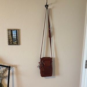 Hammacher Schlemmer Brown Leather Crossbody Bag